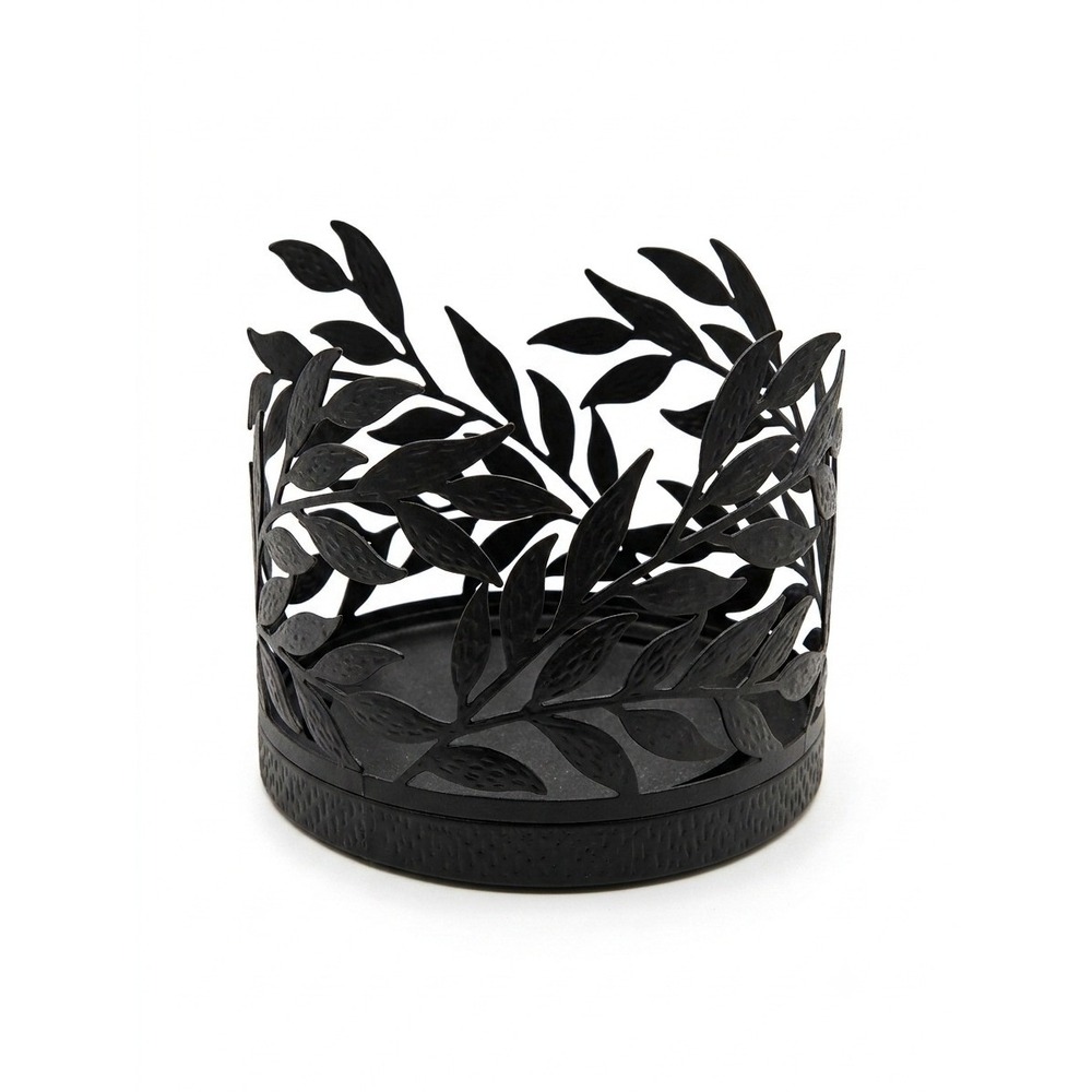 Bath & Body Works Matte Black Botanical Leaf Vine 3-Wick Candle Holder Sleeve
